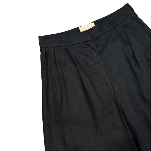 MATIN Herringbone Black Wide Leg Linen Pleat Trouser Pant $689 EUC Sz - Picture 2 of 4